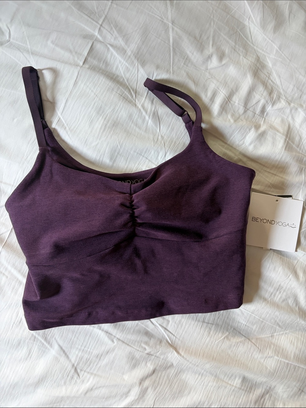 Beyond Yoga Deep Plum Ruched Stretch Bralette